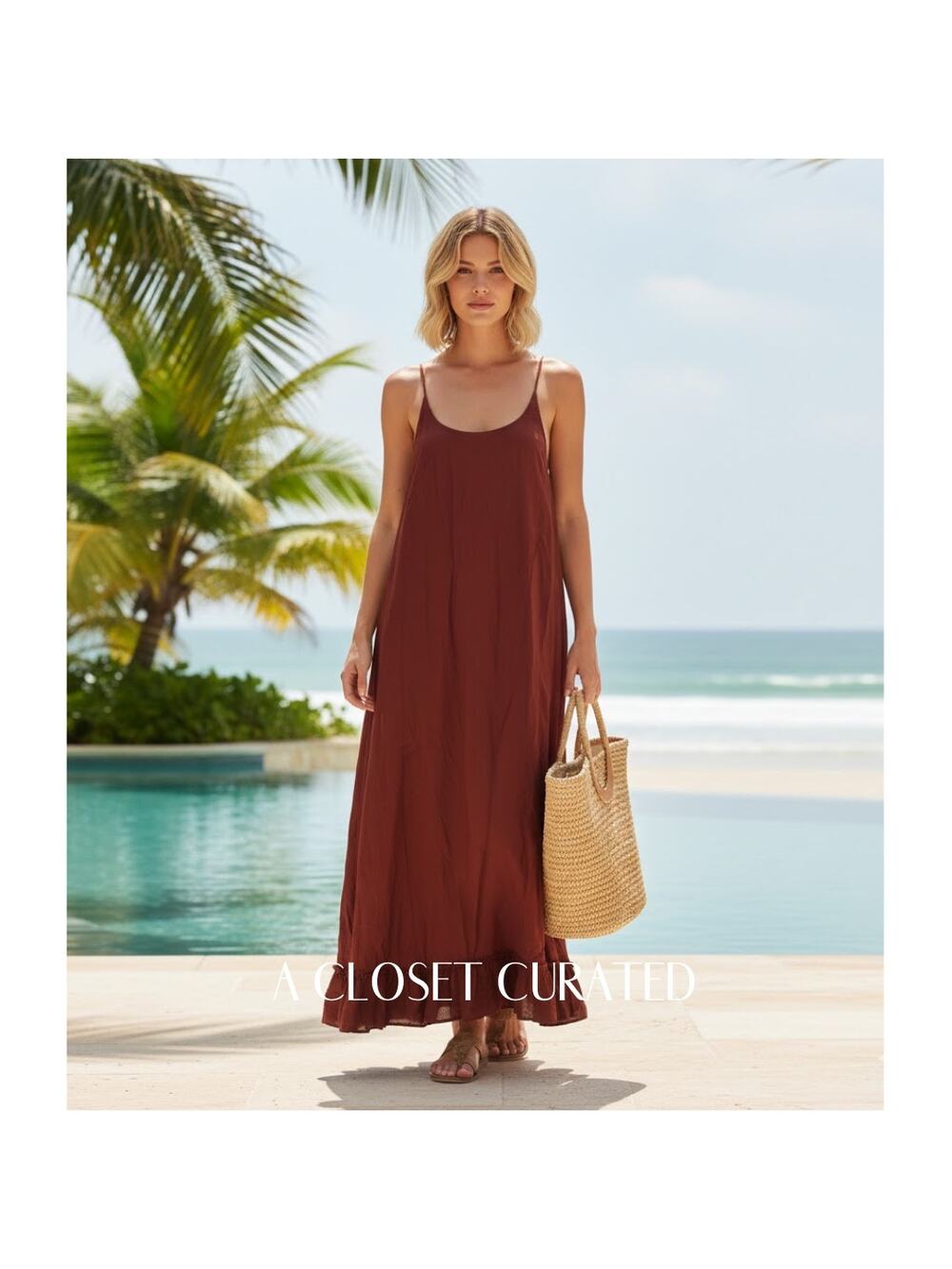 Bird & Knoll Karolina Silk Cotton Maxi Dress XS Brown NEW